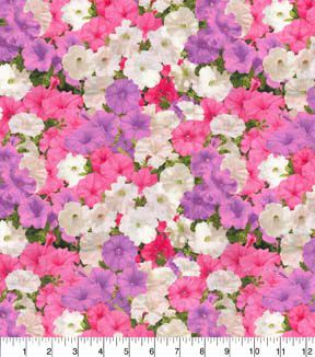 Fabric Traditions Pink & White Petunias Premium Cotton Fabric