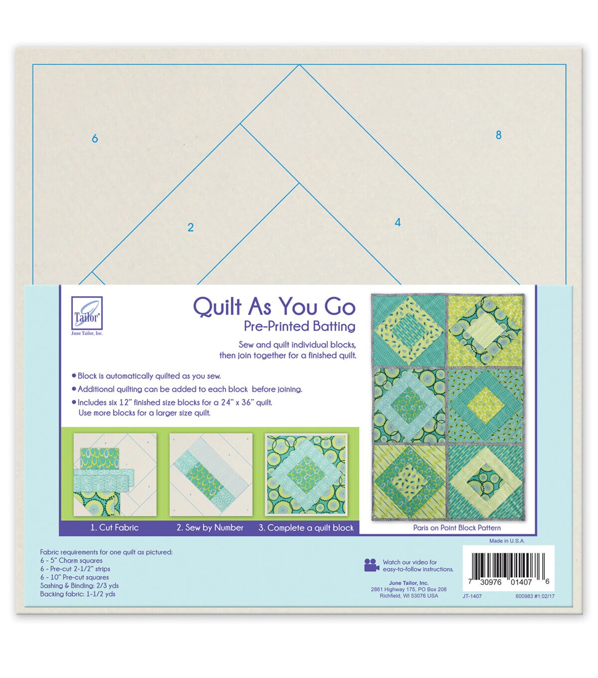 June Tailor Quilt As You Go Batting Paris On Point