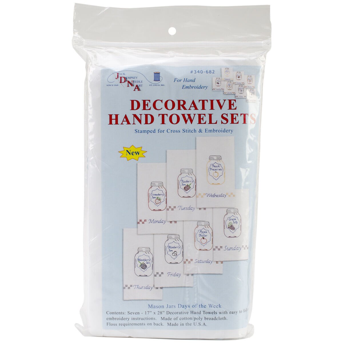 Jack Dempsey 17 x 28 Mason Jars Stamped Decorative Hand Towels 7ct