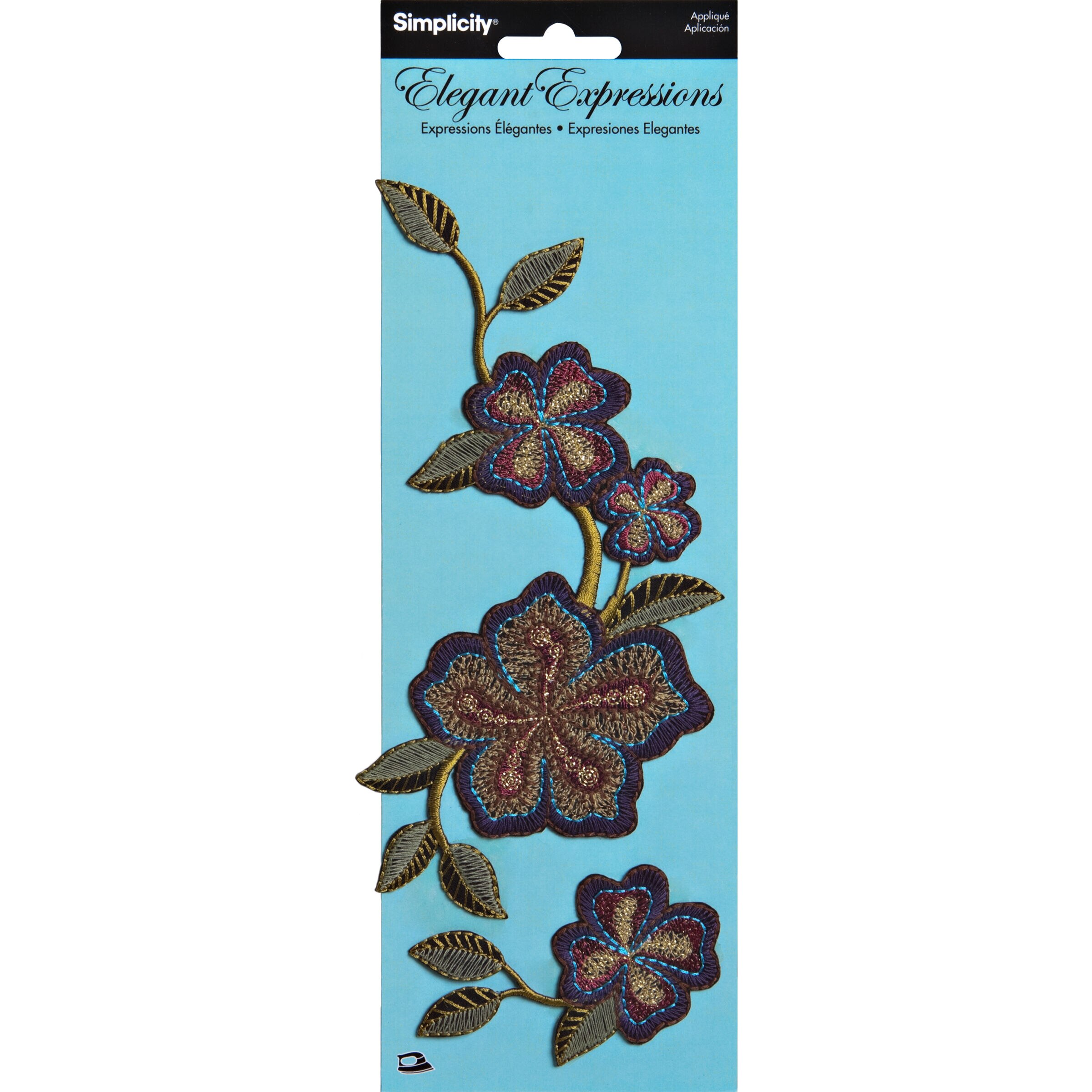 Simplicity 2ct Multicolor Embroidered Floral Iron On Patches