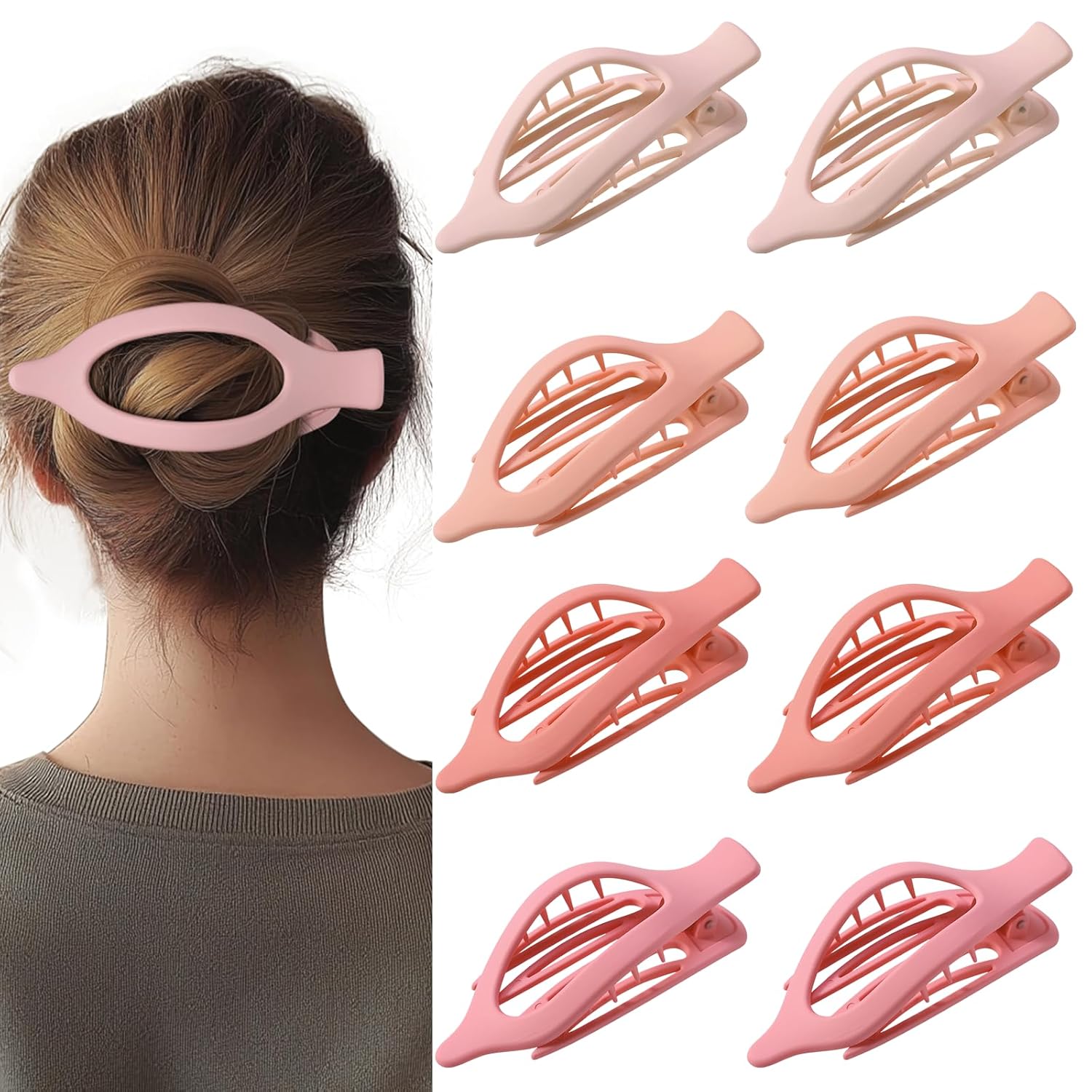 8 Pack Flat Hair Clips for Women,Matte No Crease Flat Claw Clips, Large Strong Hold Barrettes for Thick & Thin Hair, French Duckbill Styling Accessories