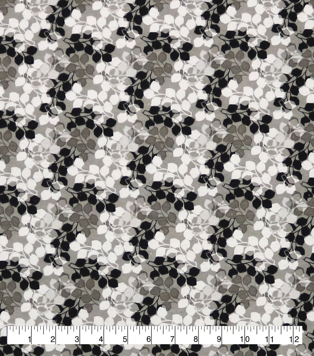 Leaves Black 108 Wide Flannel Fabric