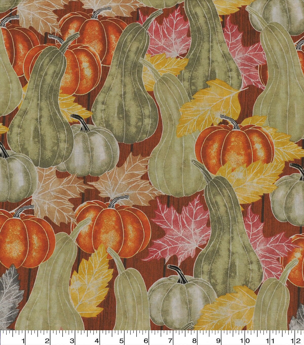 Sketch Pumpkin On Wood Harvest Cotton Fabric