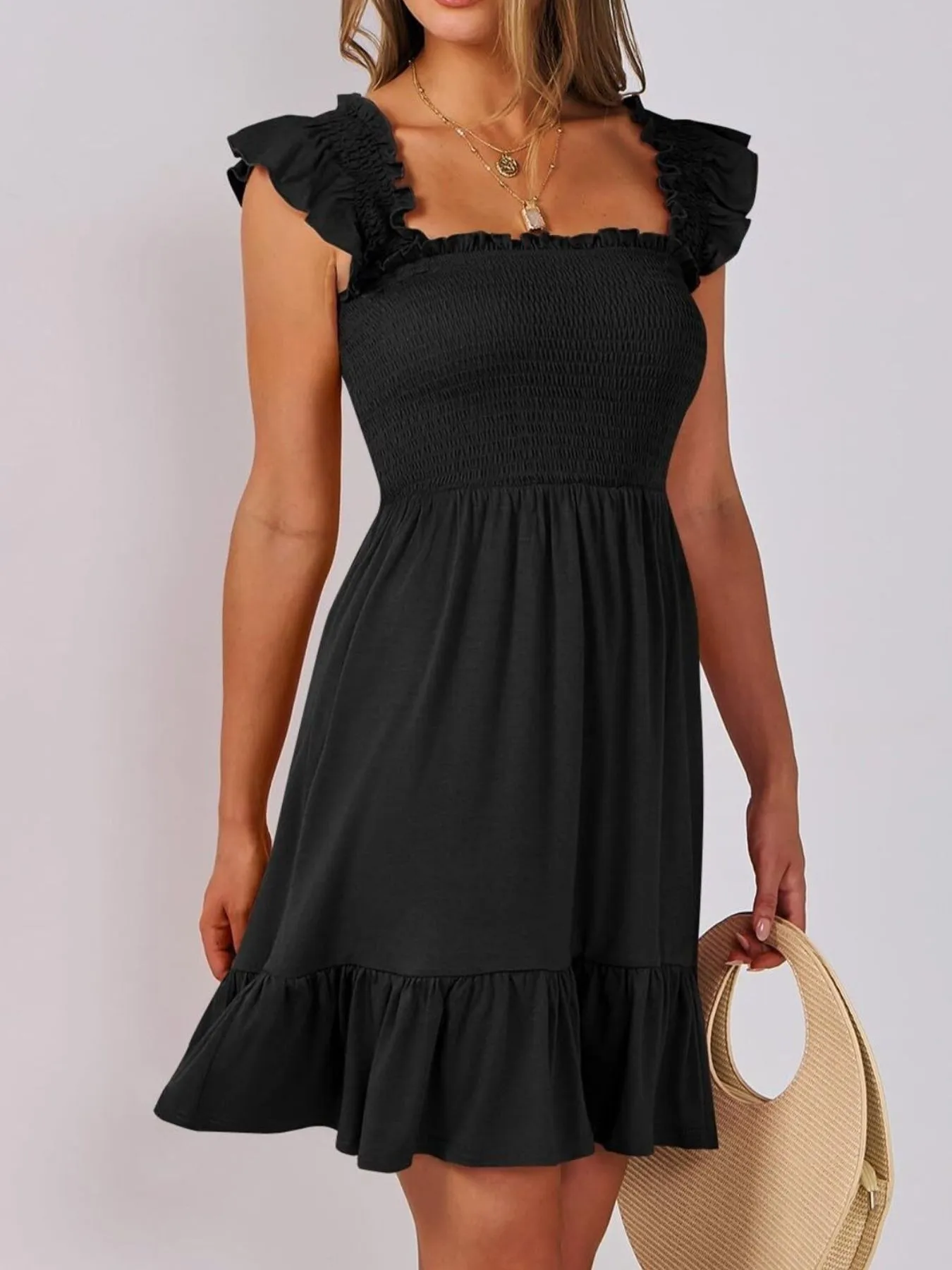 Ruffled Hem Smocked Cami Dress