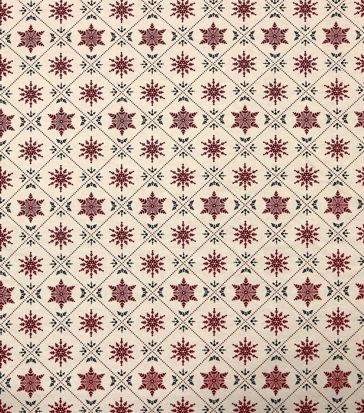 Red & Green Snowflakes Super Snuggle Christmas Flannel Fabric