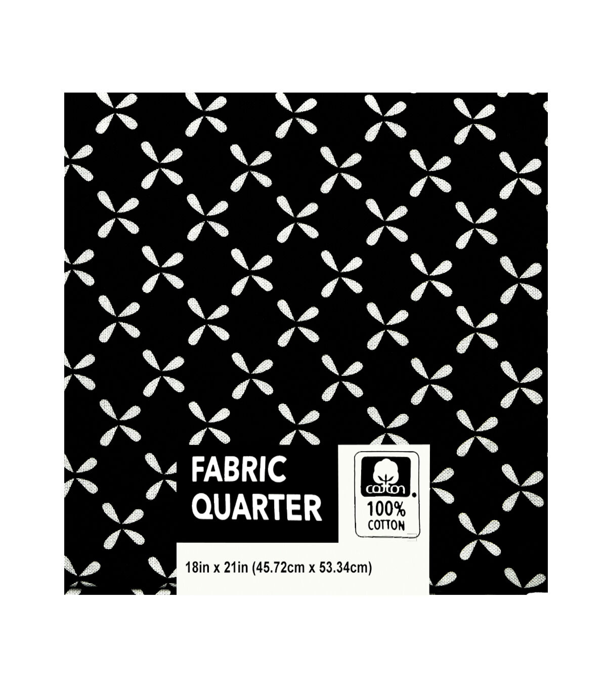 18 x 21 Pattern on Black Cotton Fabric Quarter 1pc by Keepsake Calico