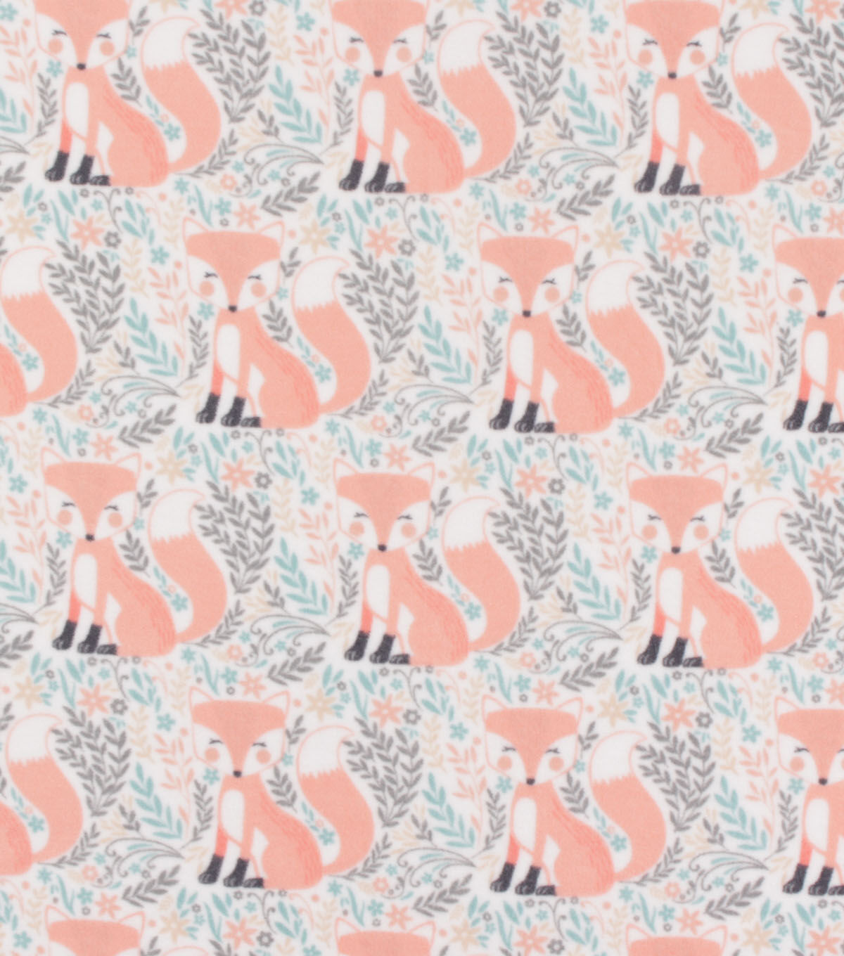 Pretty Floral & Foxes Anti Pill Fleece Fabric