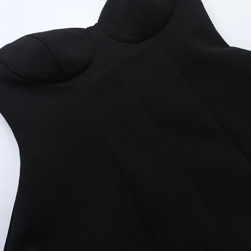 Black Flare Structured Tube Mini Dress