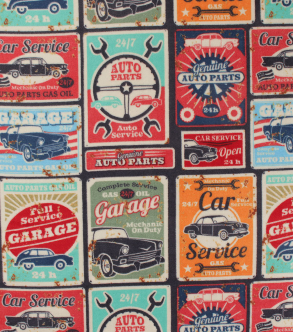 Garage Signs Anti Pill Fleece Fabric