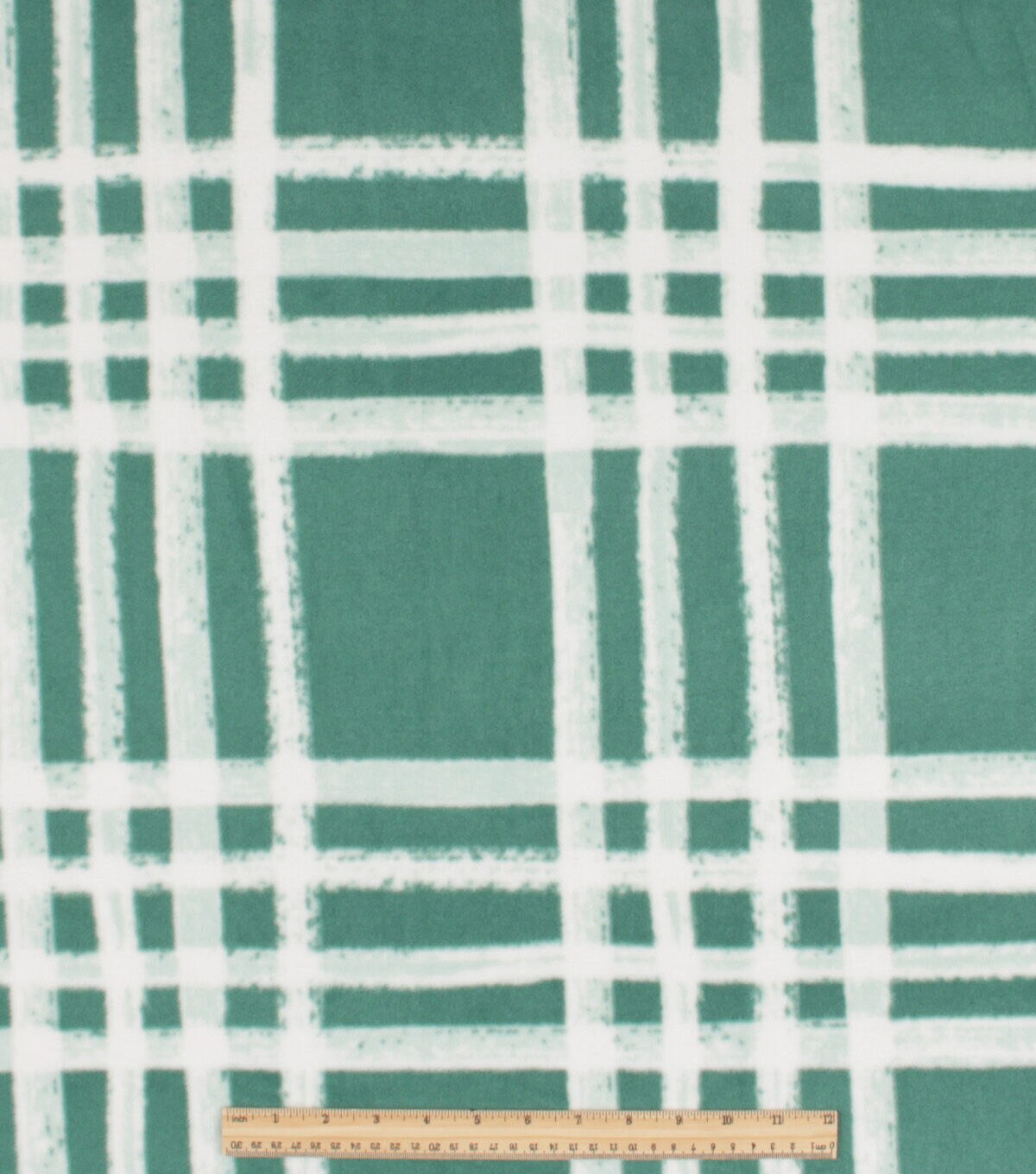 Green & White Plaid Anti Pill Fleece Fabric