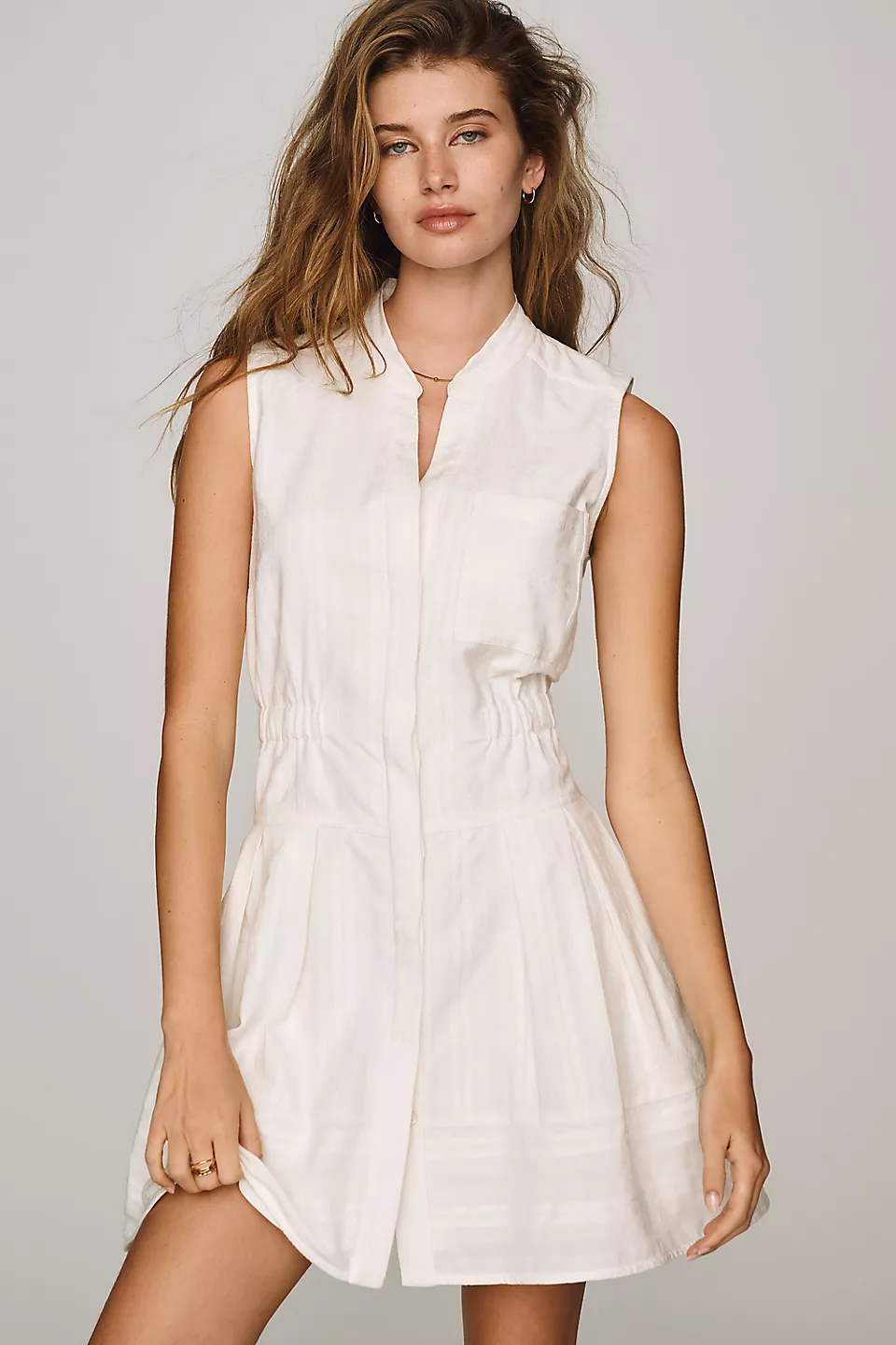 Maeve Sleeveless V-Neck Shirtdress