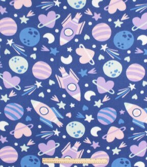 Pastel Rocketship Blizzard Fleece Fabric