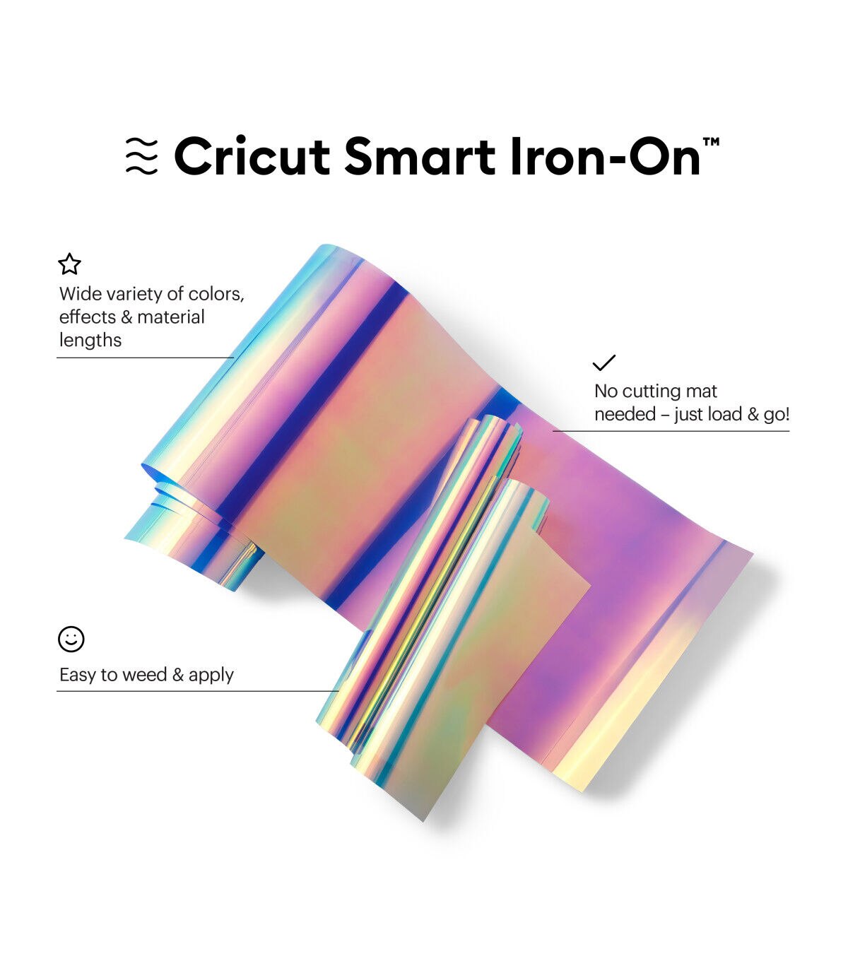 Cricut 13 x 3' Blue Holographic Smart Iron On Heat Transfer Vinyl Roll
