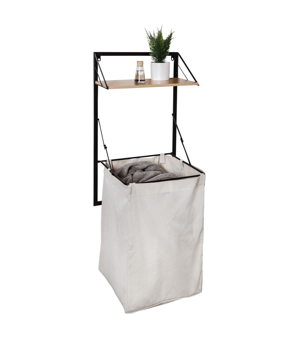 Honey Can Do 18 x 55 Wall Mounted Hamper With Canvas Laundry Bag