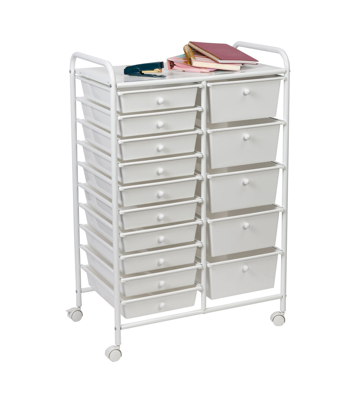 Honey Can Do 25 x 38 Gray & White 15 Drawer Metal Rolling Storage Cart