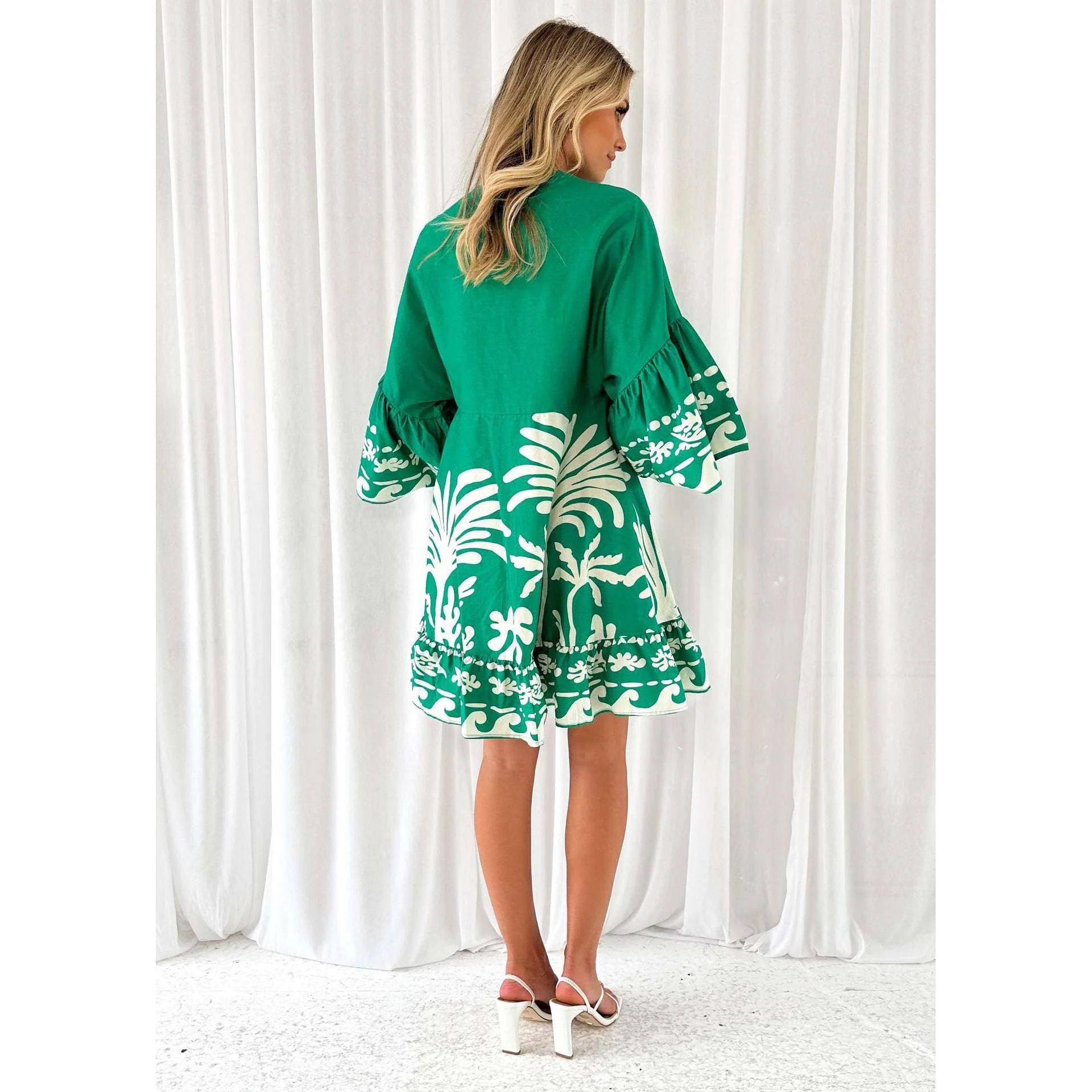 Tropical V-neck dress