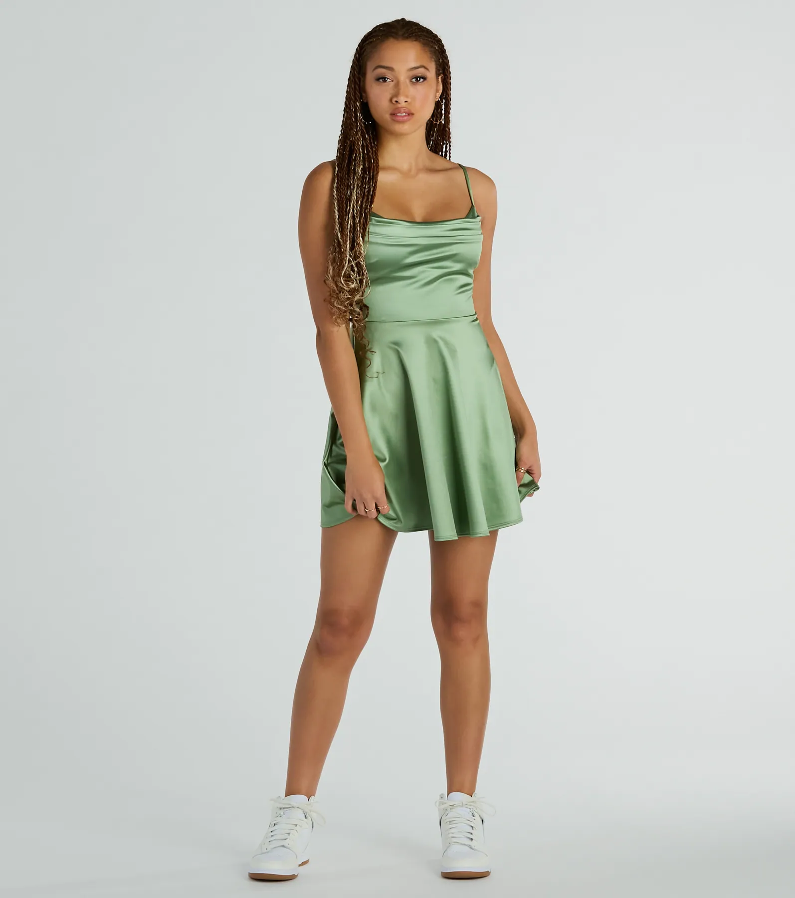 Silky Chic Satin Skater Dress