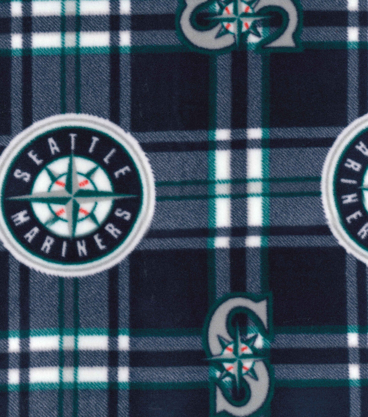 Fabric Traditions Seattle Mariners Fleece Fabric Plaid