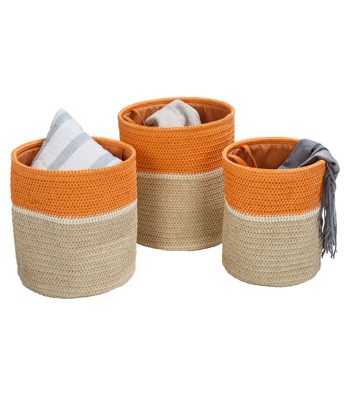 Honey Can Do 15 Beige & Orange Paper Straw Nesting Baskets 3ct