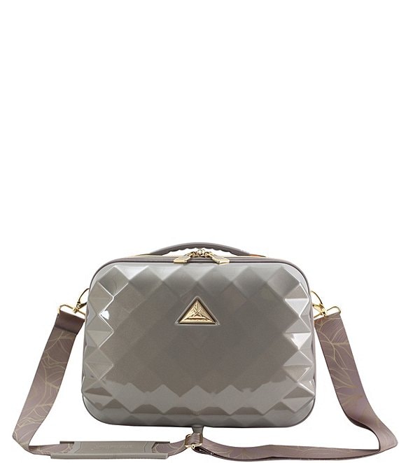 Savoir Collection Grey with Print Leaf Shoulder Strap Travel Beauty Case