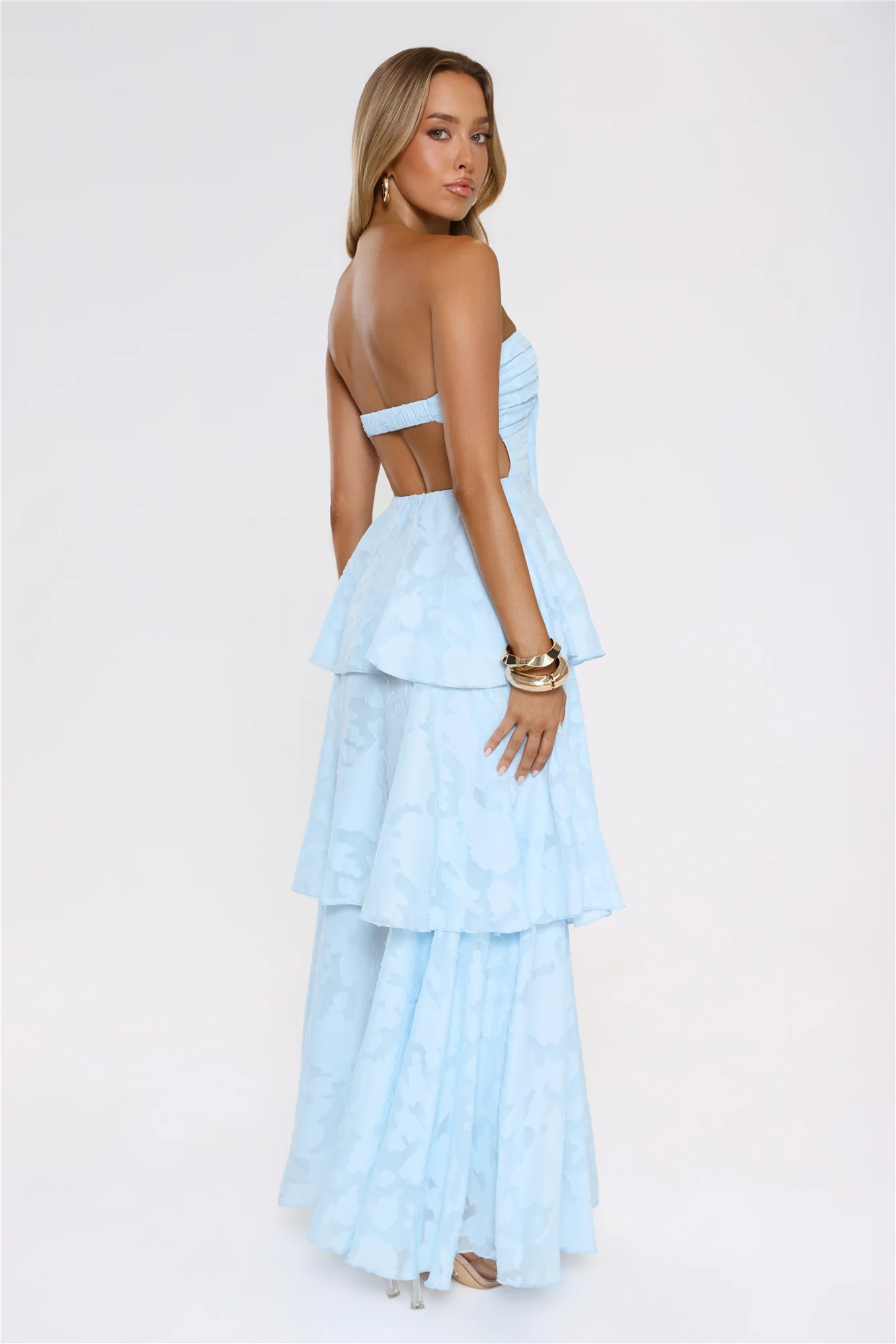 Frost Flare Strapless Maxi Dress Blue