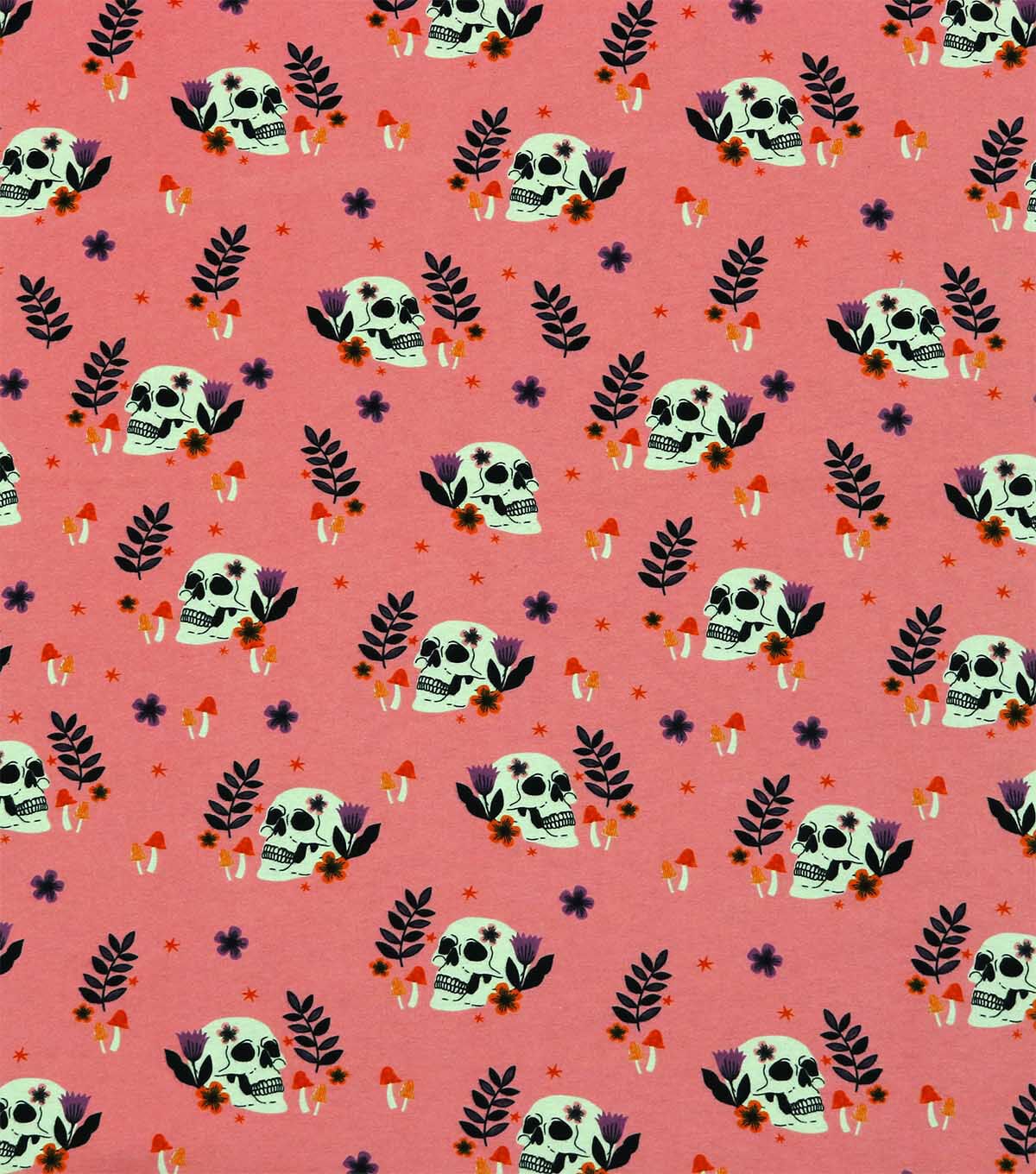 Pink Skulls & Plants Super Snuggle Flannel Fabric