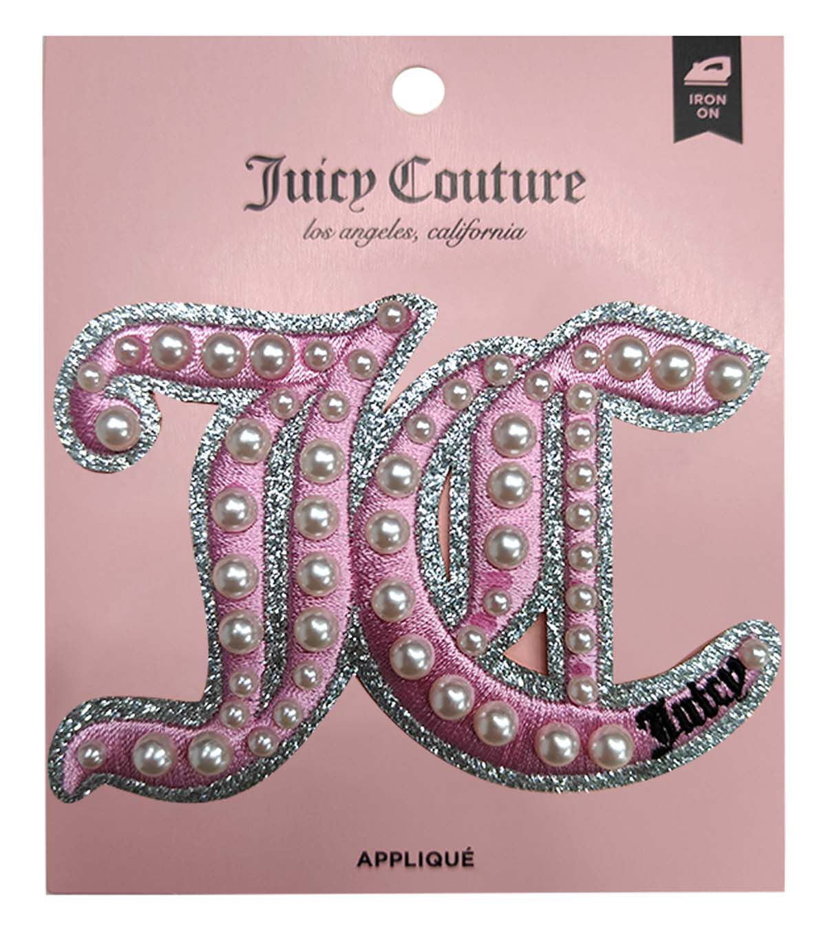 Juicy Couture 3.5 Pink Pearled Letters Iron On Applique