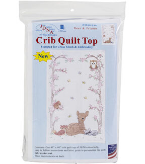 Jack Dempsey 40 x 60 Deer & Friends Stamped Crib Quilt Top