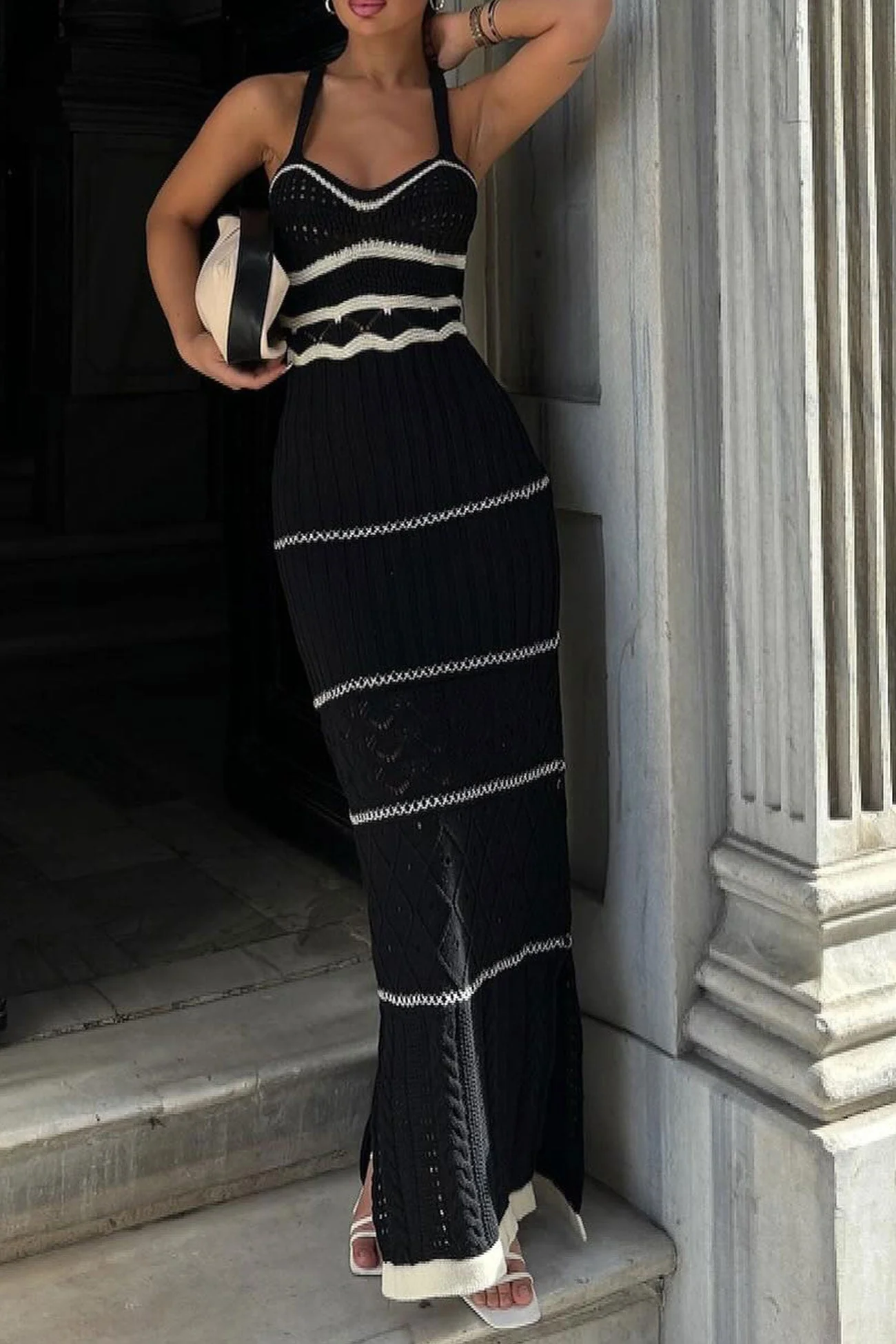 Bohemia Contrast Knit Cotton Pack Hip Dress