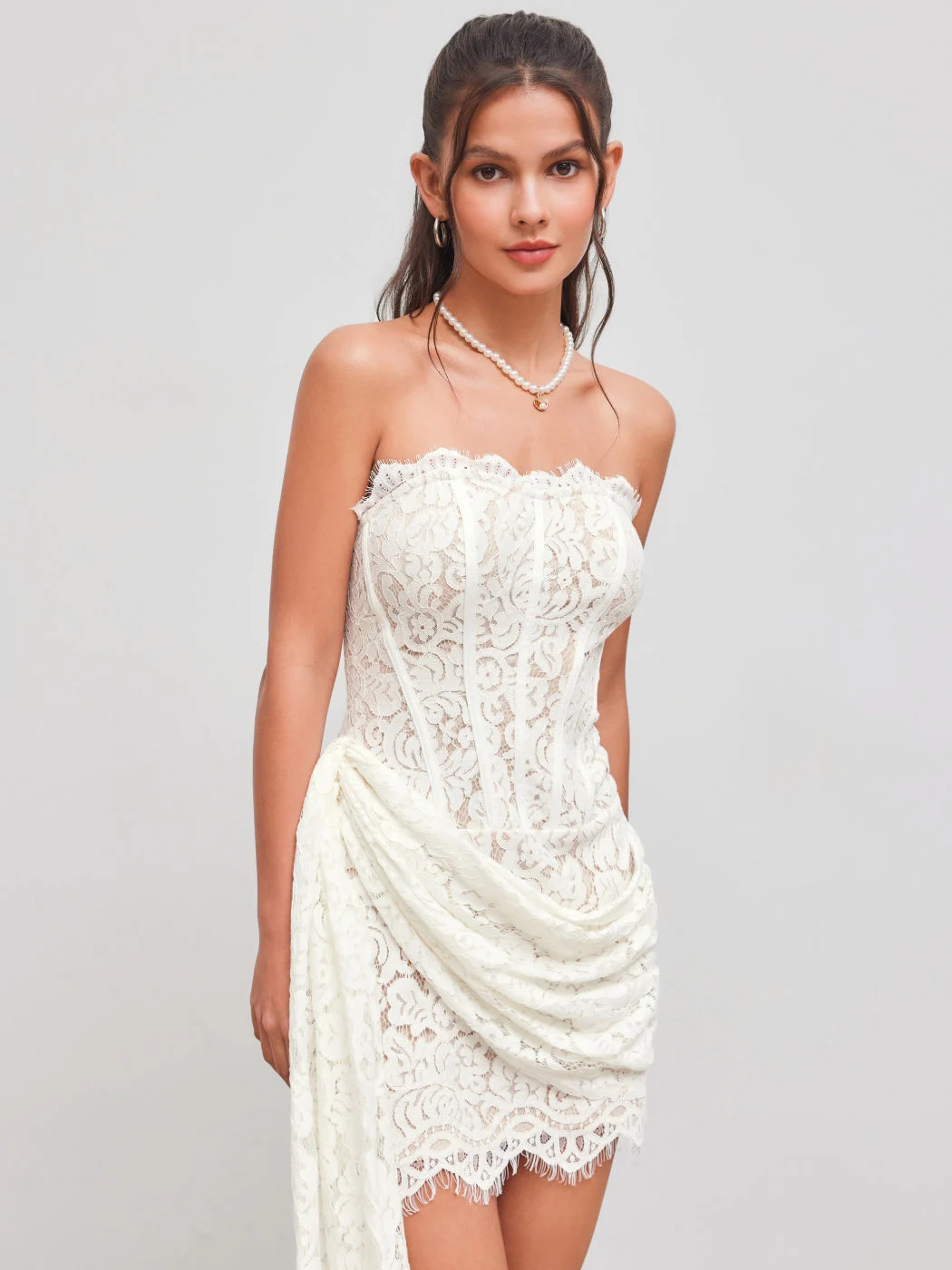 Lace Tube Tie Back Mini Dress