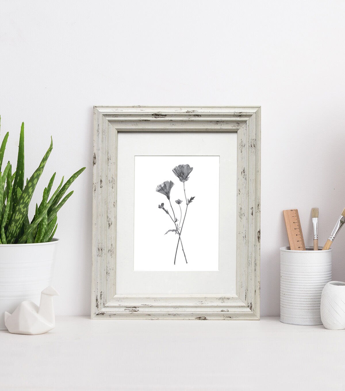 BP 8x10 Distressed Cream Wall Photo Frame