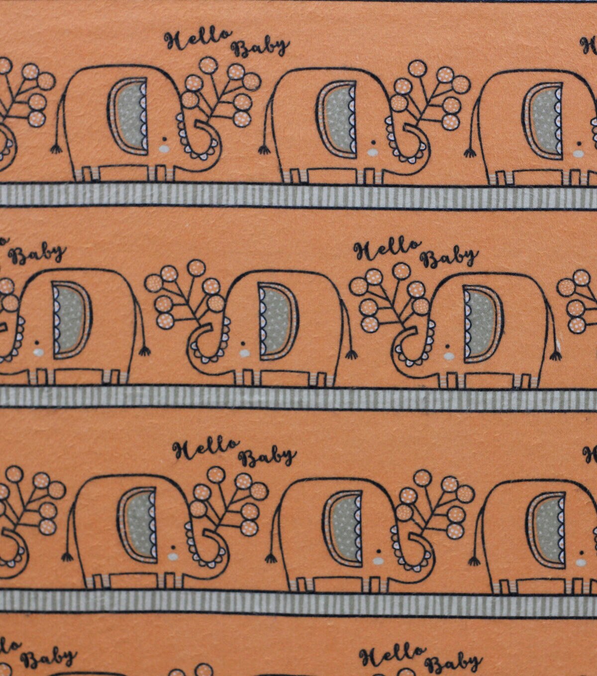 Peach Elephants In Line Super Snuggle Flannel Fabric
