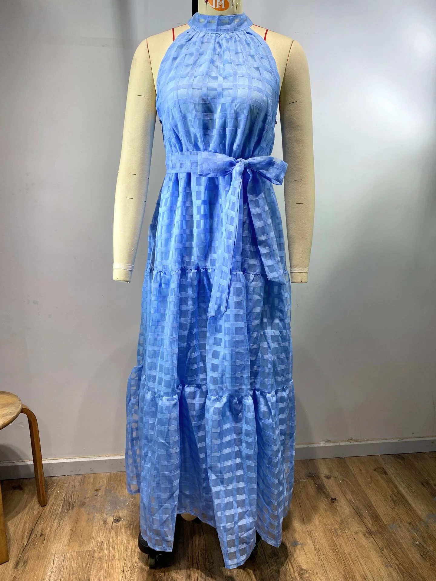 2023 Fashion Trends | Hot Pink Halter Retro Maxi Summer Dress