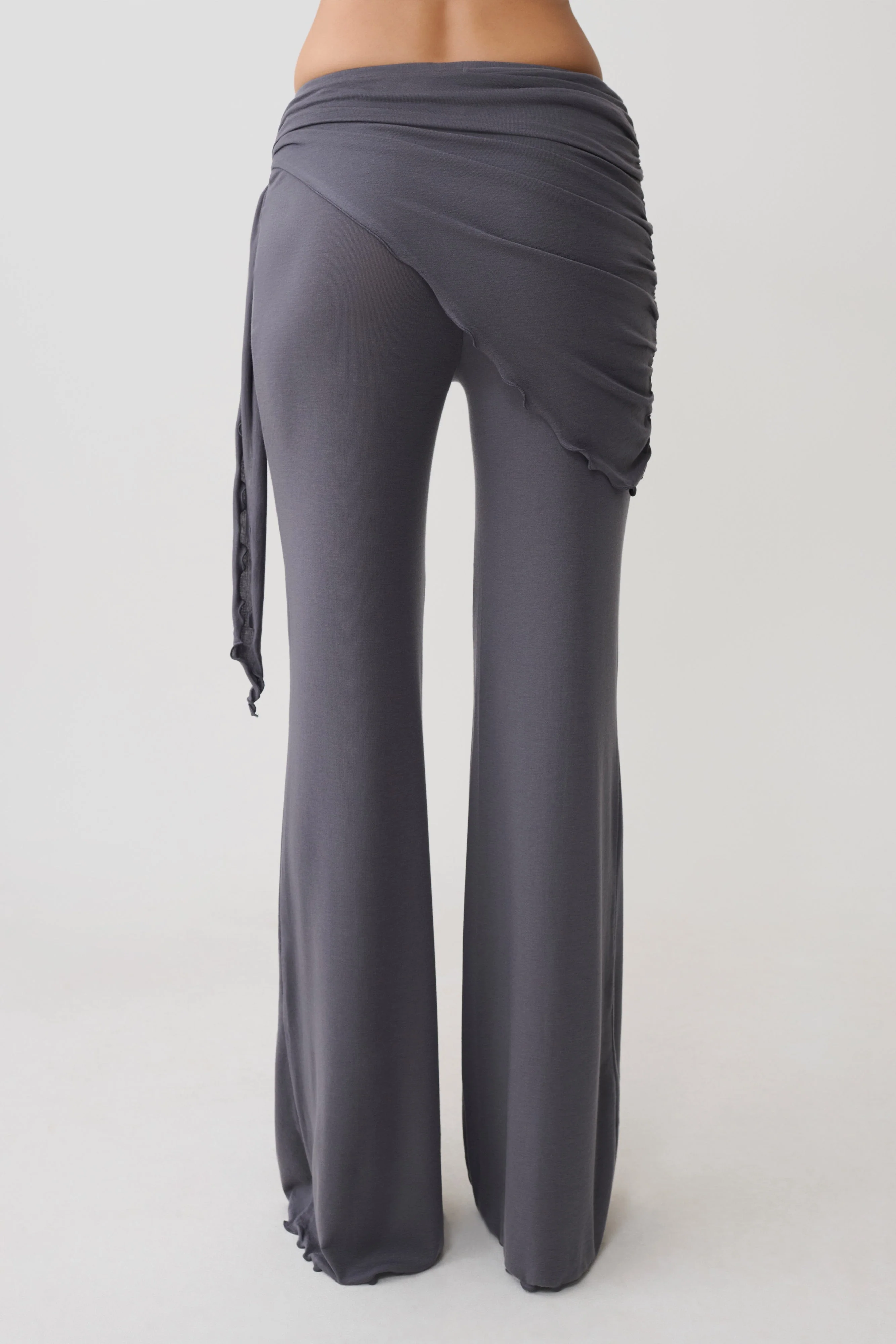 Anfie Straight Leg Pants With Waist Wrap - Grey