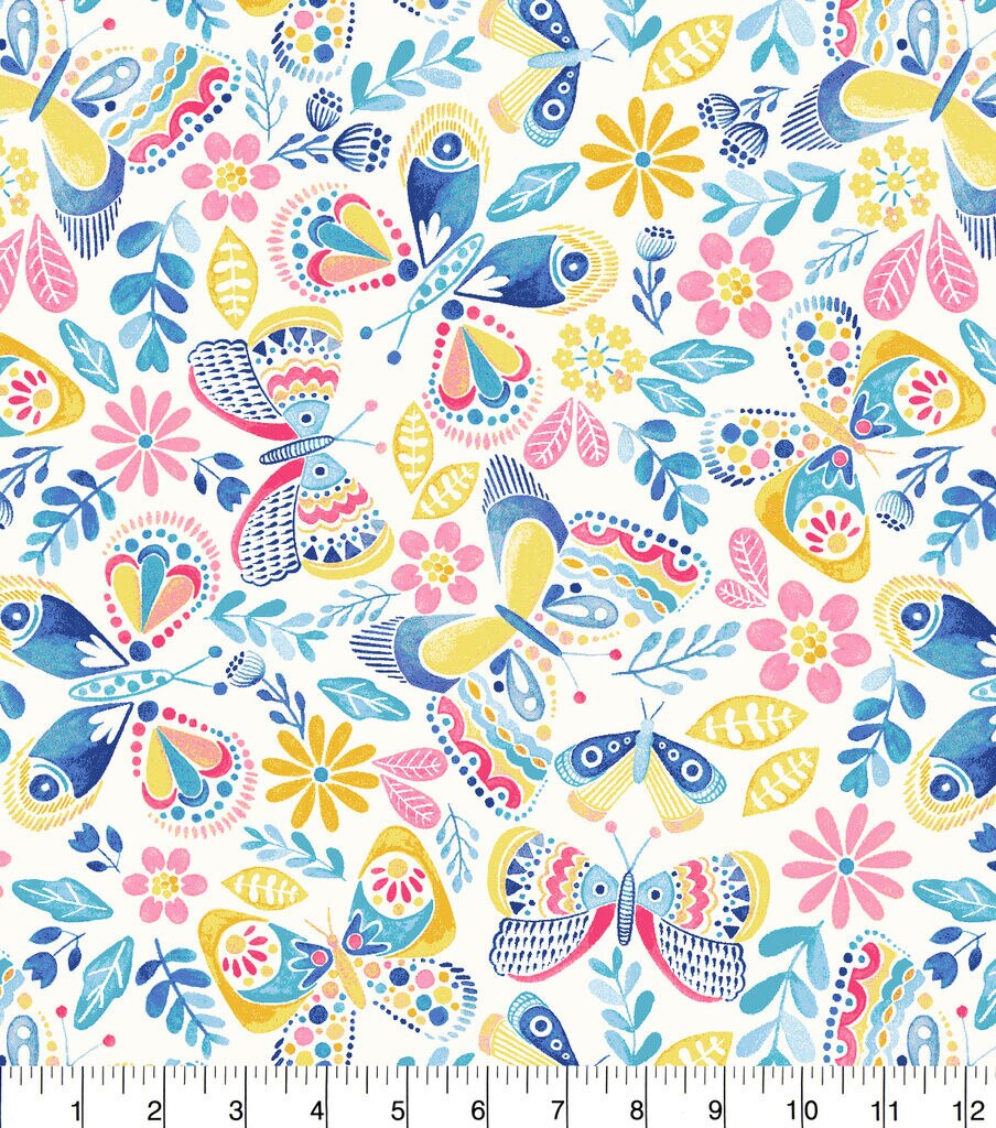 Super Snuggle Flannel Fabric Butterfly Stamp