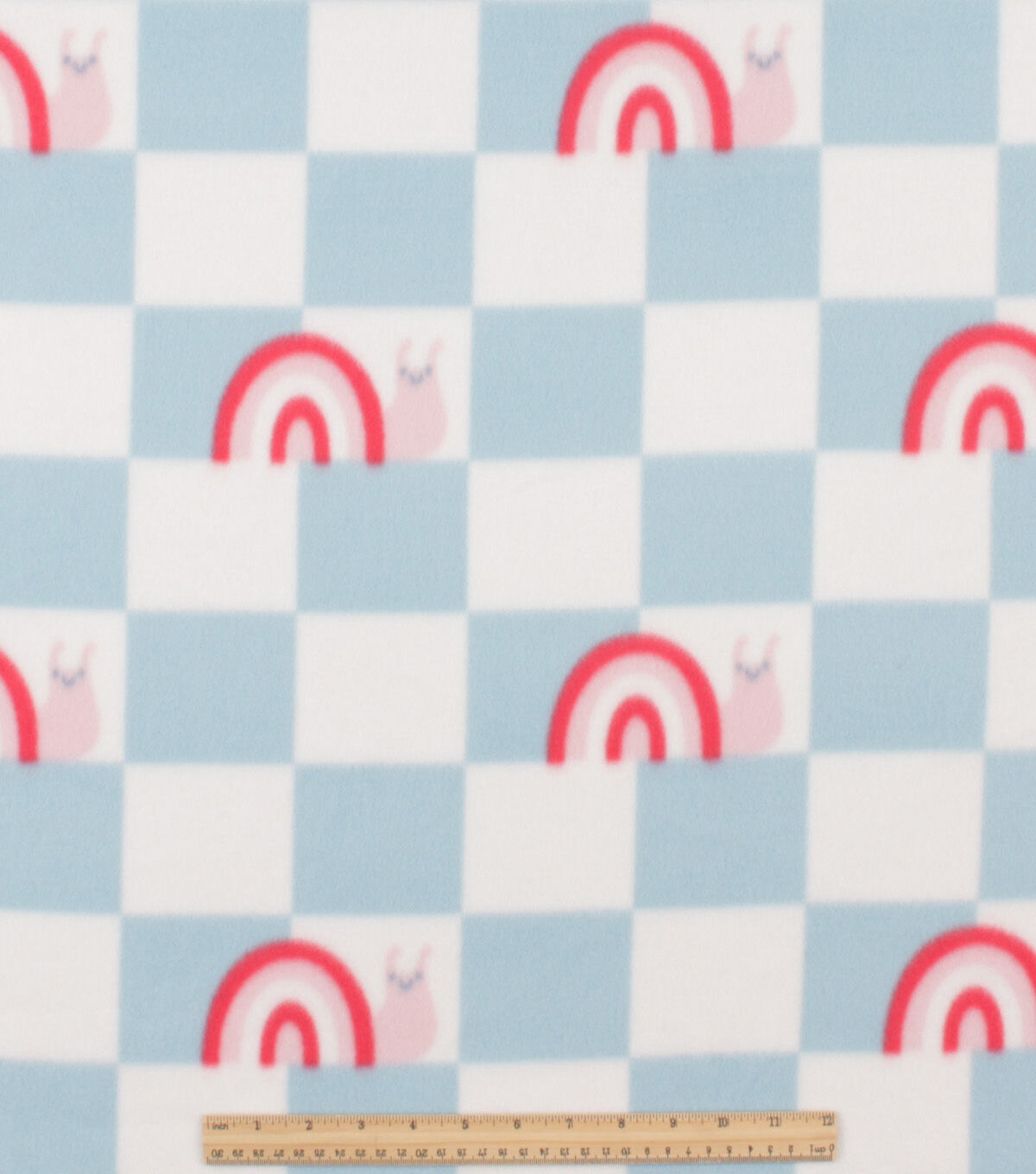 Blue Snail Check Blizzard Fleece Fabric