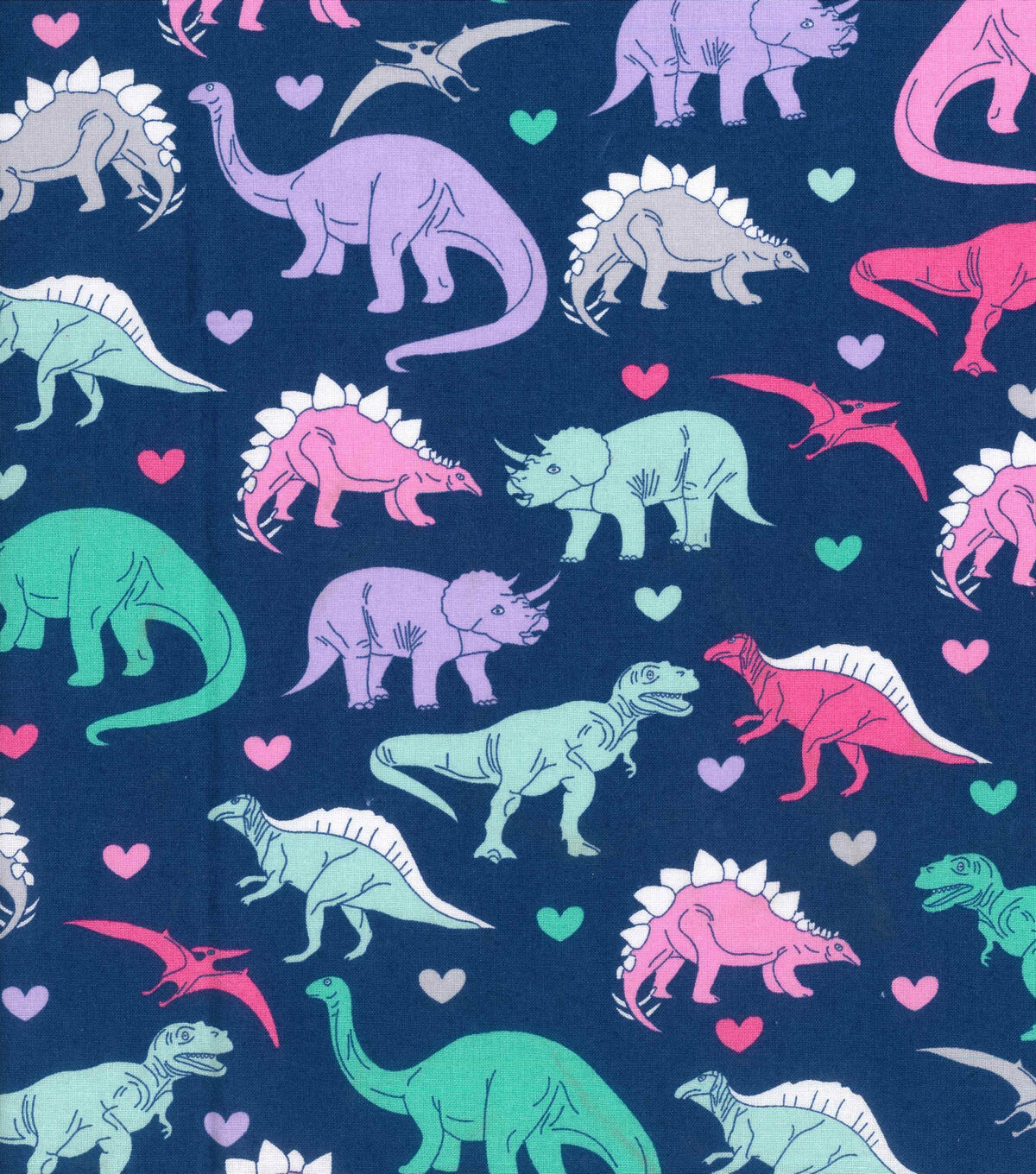 Novelty Cotton Fabric Girl Dinosaur