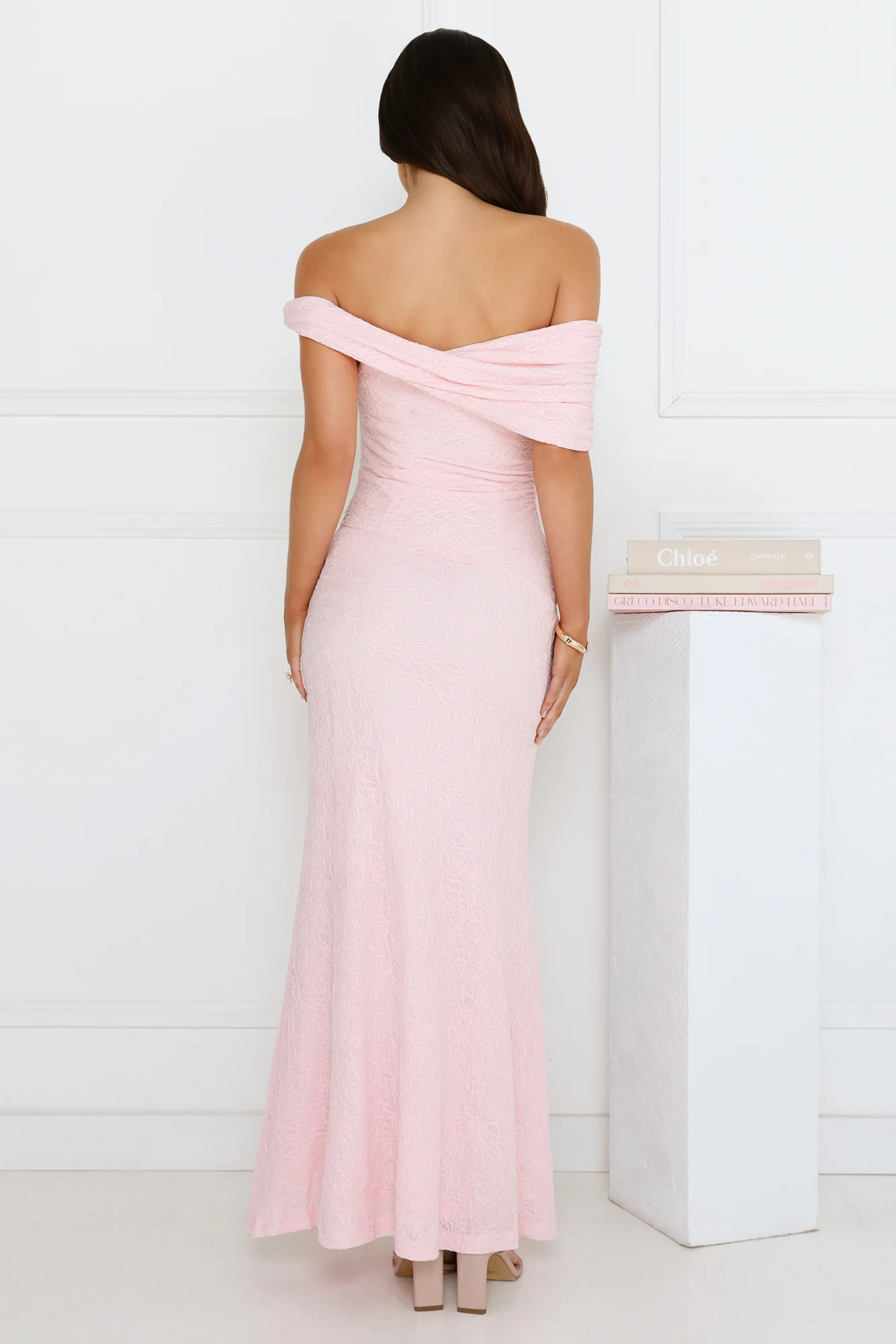 Slay the Night Off Shoulder Maxi Dress Pink