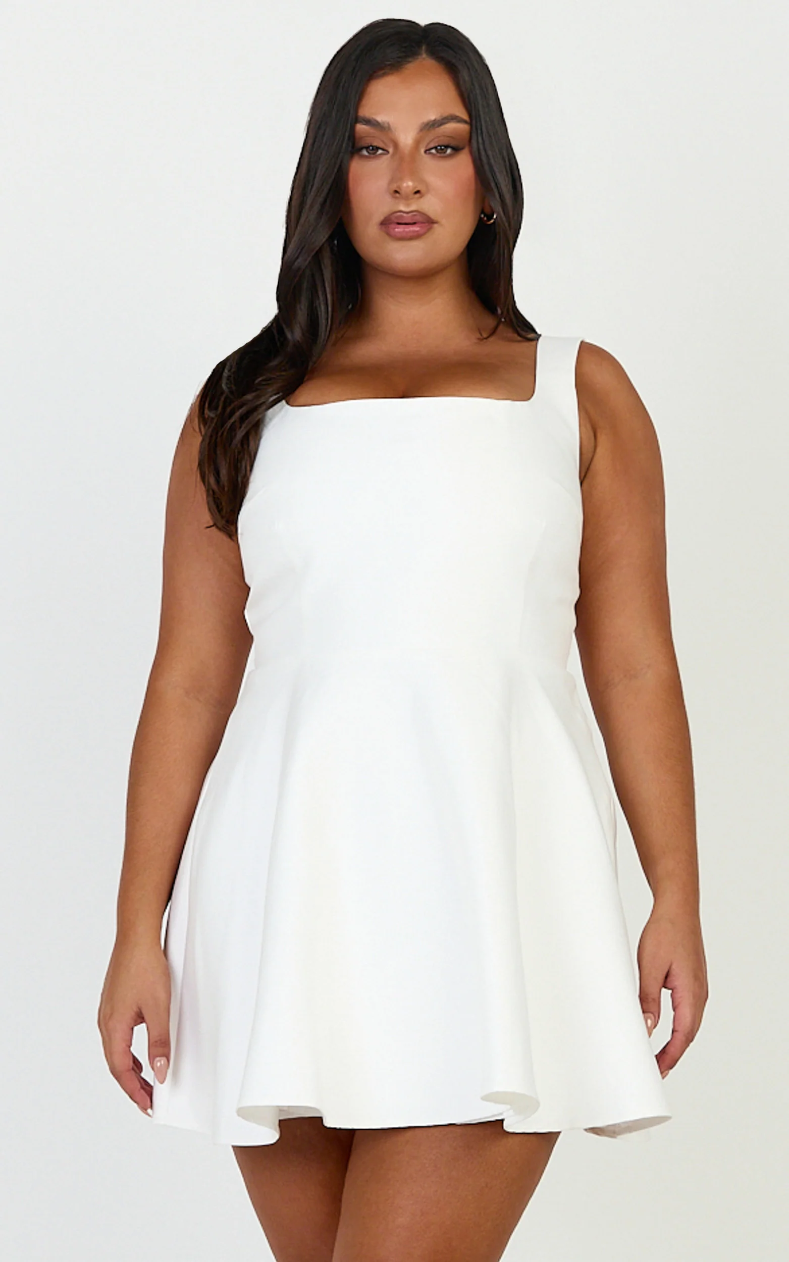 Scoop Neck Fit And Flare Dres in White