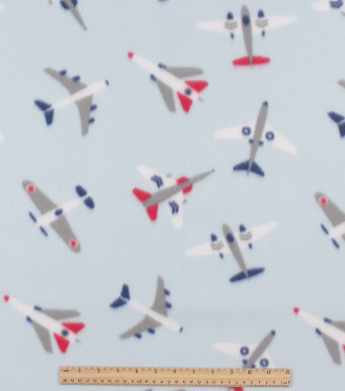 Airplanes on Blue Blizzard Fleece Fabric