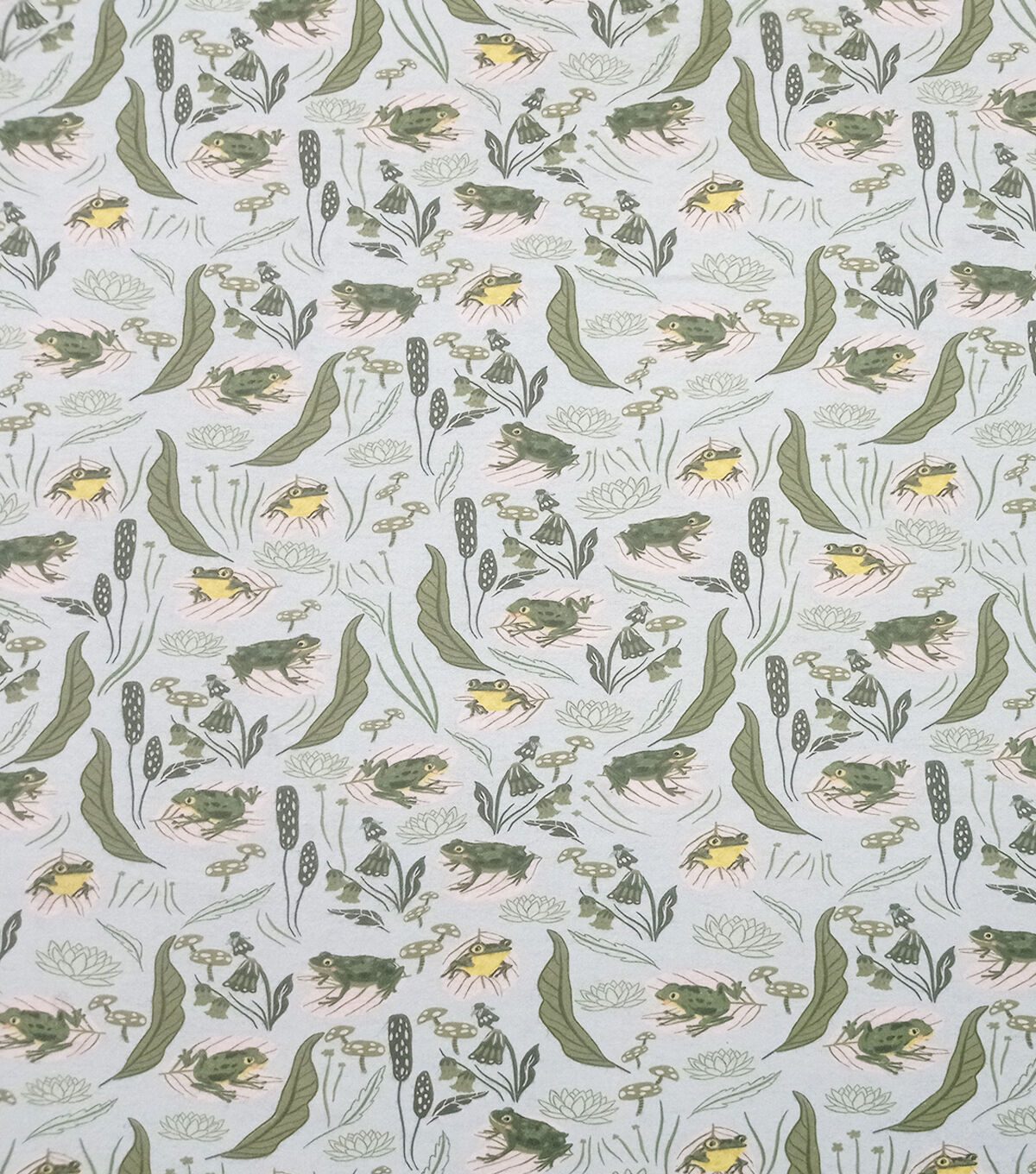 Green Springtime Frogs Super Snuggle Flannel Fabric