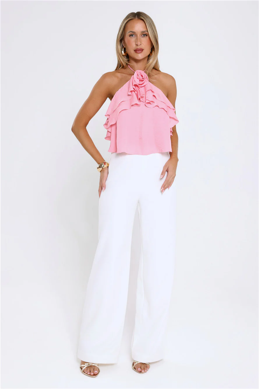 Floral Pop Halter Top Pink