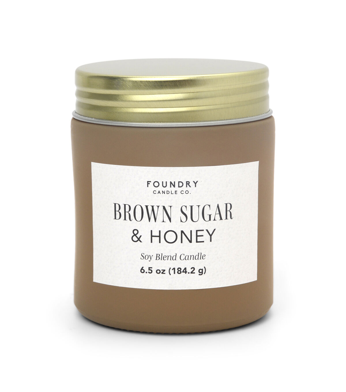 Foundry 6.5oz Frosted Scented Jar Candle With Gold Lid