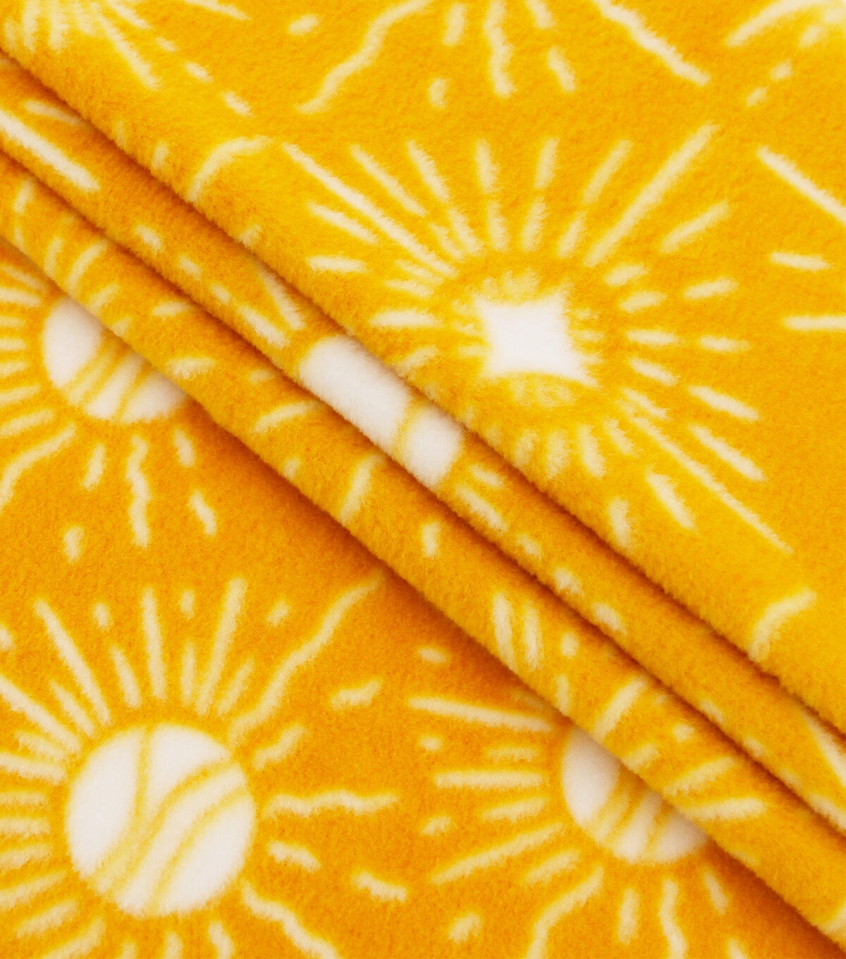 Moon Icons on Yellow Anti Pill Fleece Fabric