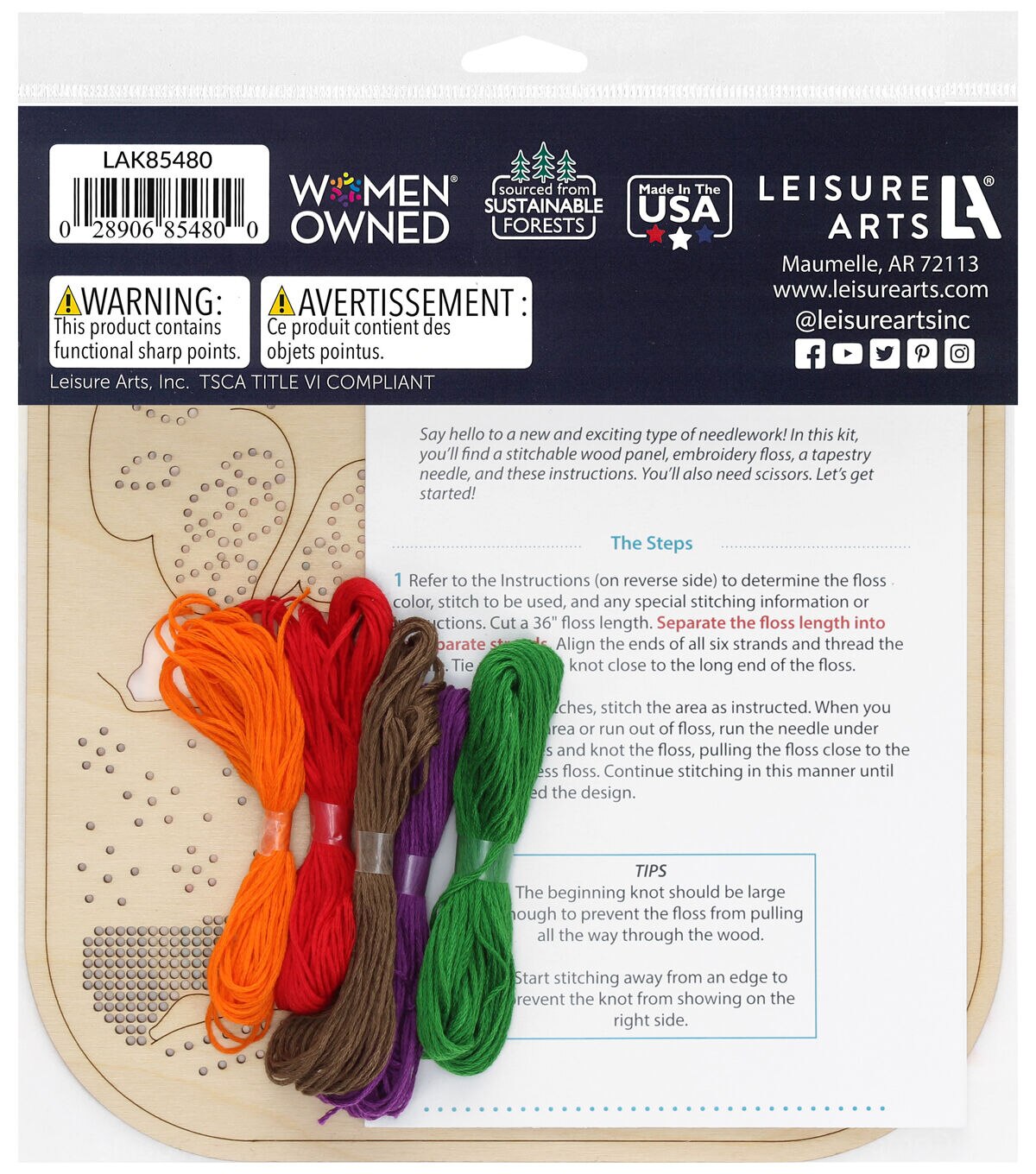 Leisure Arts 9 Cottage Wood Stitching Kit