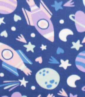 Pastel Rocketship Blizzard Fleece Fabric