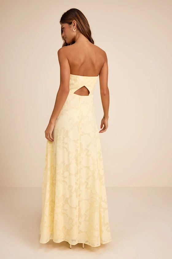 Garden of Romance Light Yellow Burnout Maxi Dress