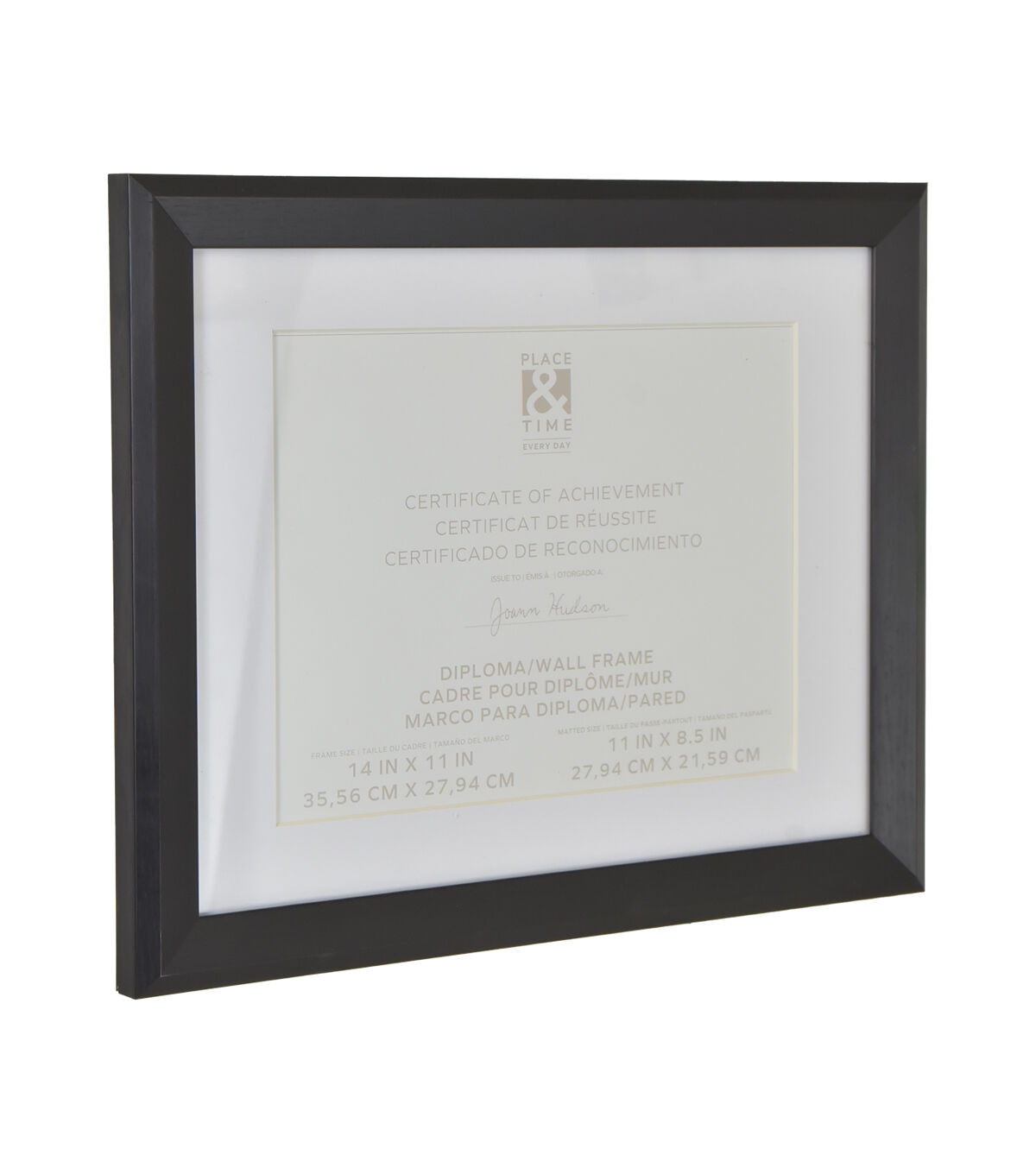 14 x 11 Matted to 11 x 8.5 Black Diploma Frame by Place & Time