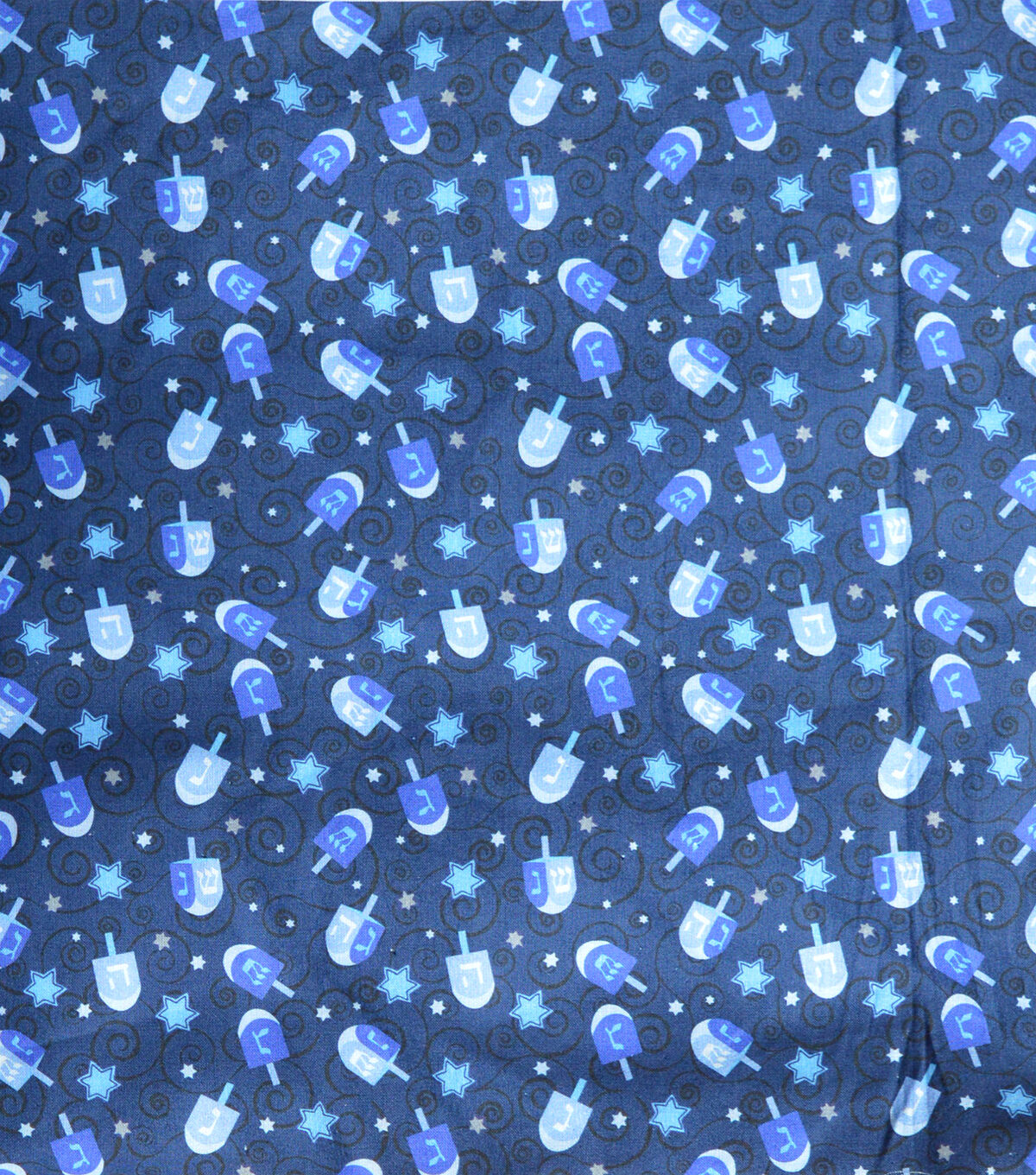 Dreidel On Navy Holiday Cotton Fabric