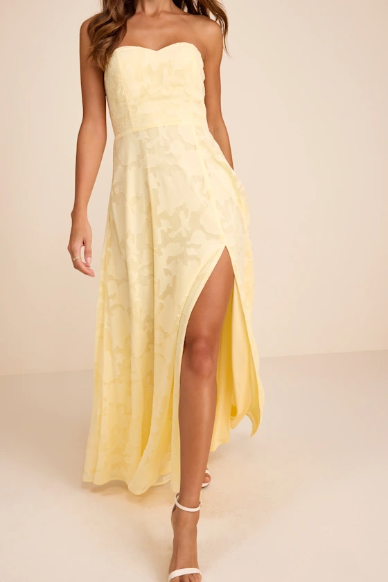 Garden of Romance Light Yellow Burnout Maxi Dress